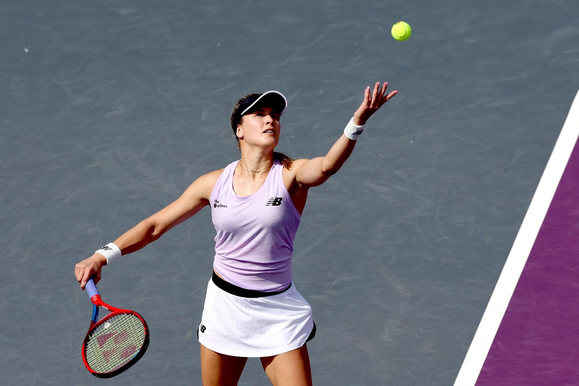 Eugenie Bouchard in action at the 2022 WTA Guadalajara Open Akron
