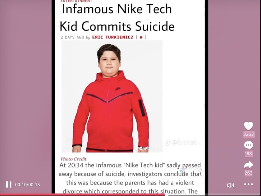 Multiple TikTok accounts shared the news of the Kid passing away. (Image via TikTok)