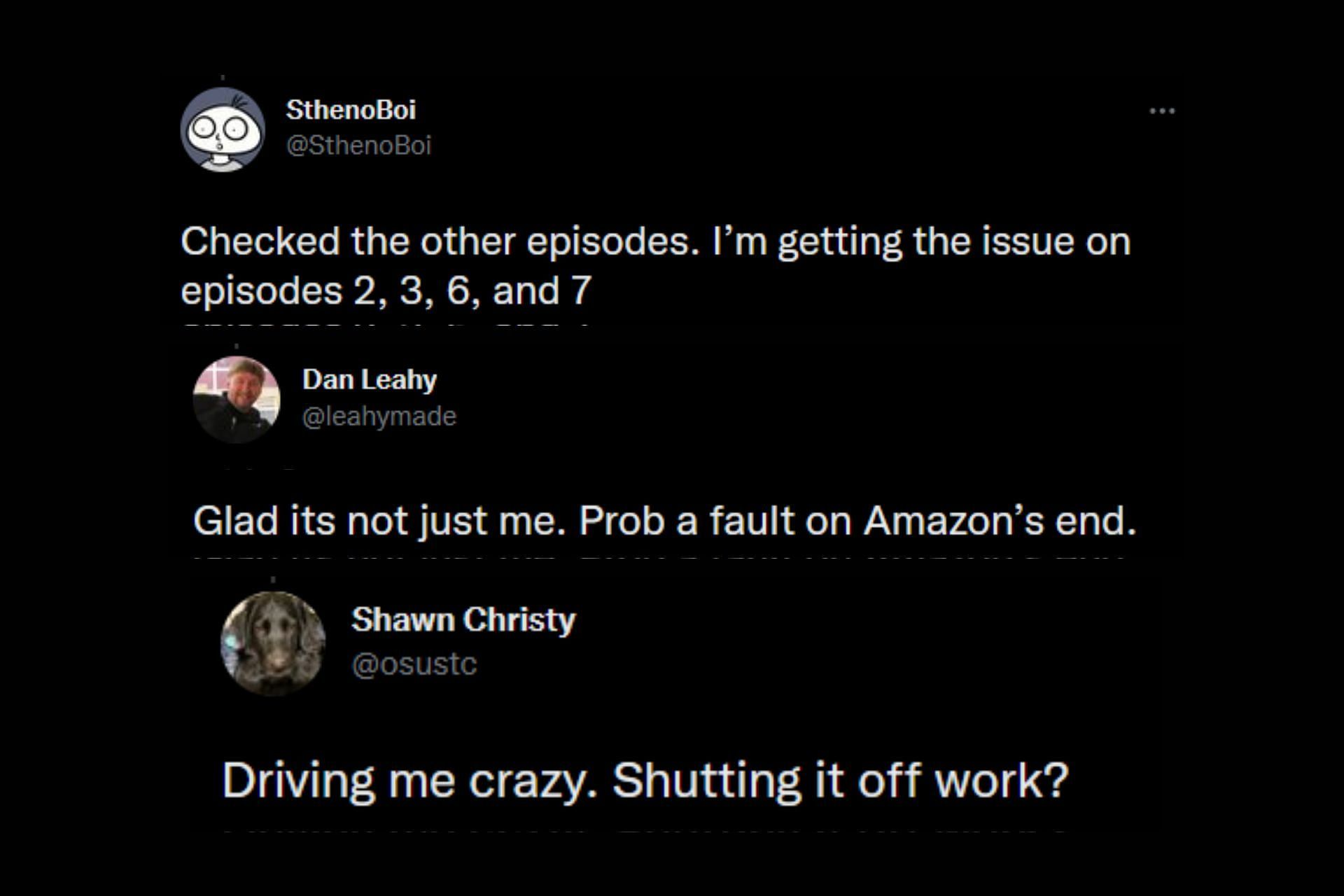 Screenshot of Twitter users lashing out at Amazon Prime for Jack Ryan desync.