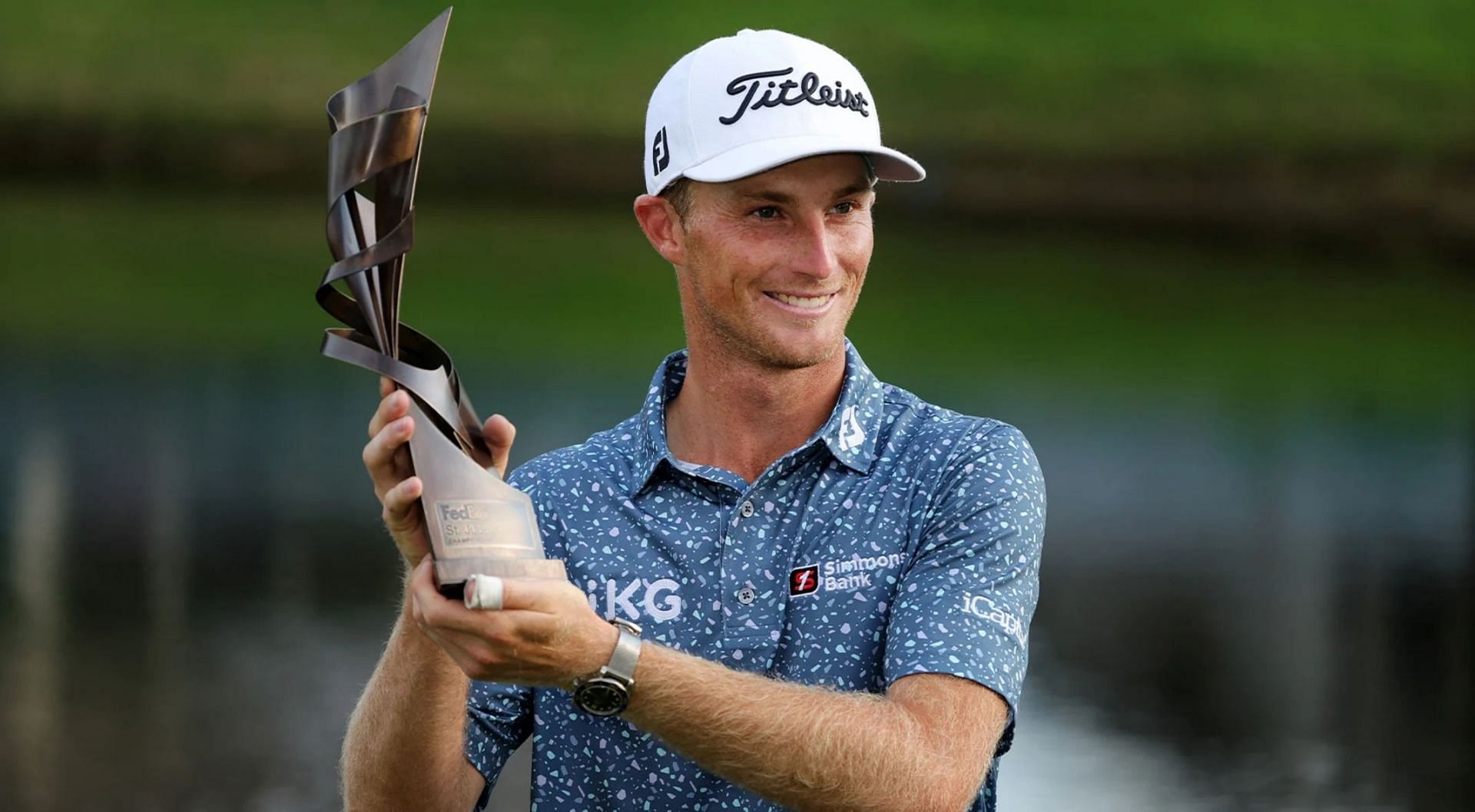 Zalatoris with the FedEx St. Jude Championship trophy, his first title on PGA Tour.