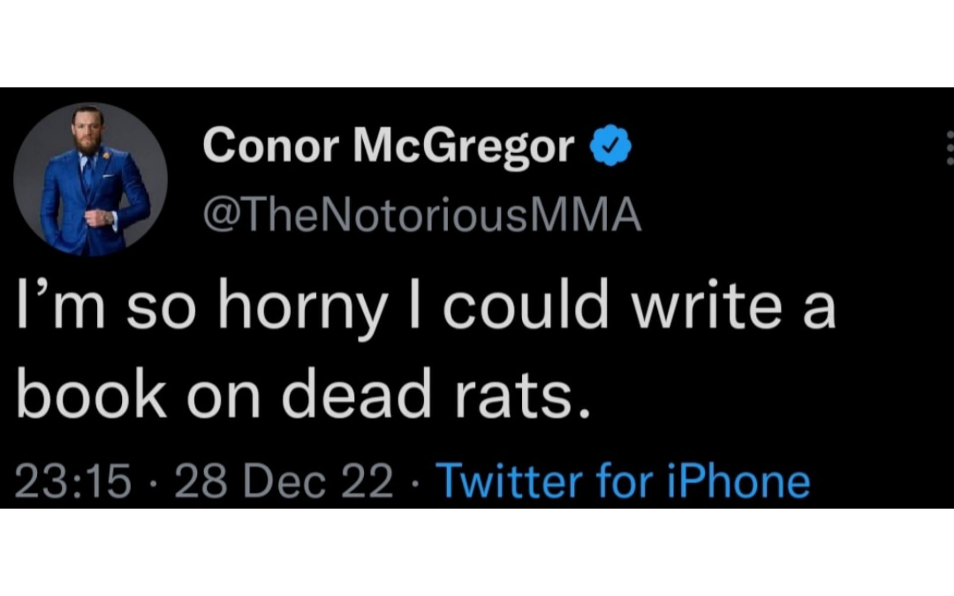 Screenshot of the tweet via @thenotoriousmma on Twitter