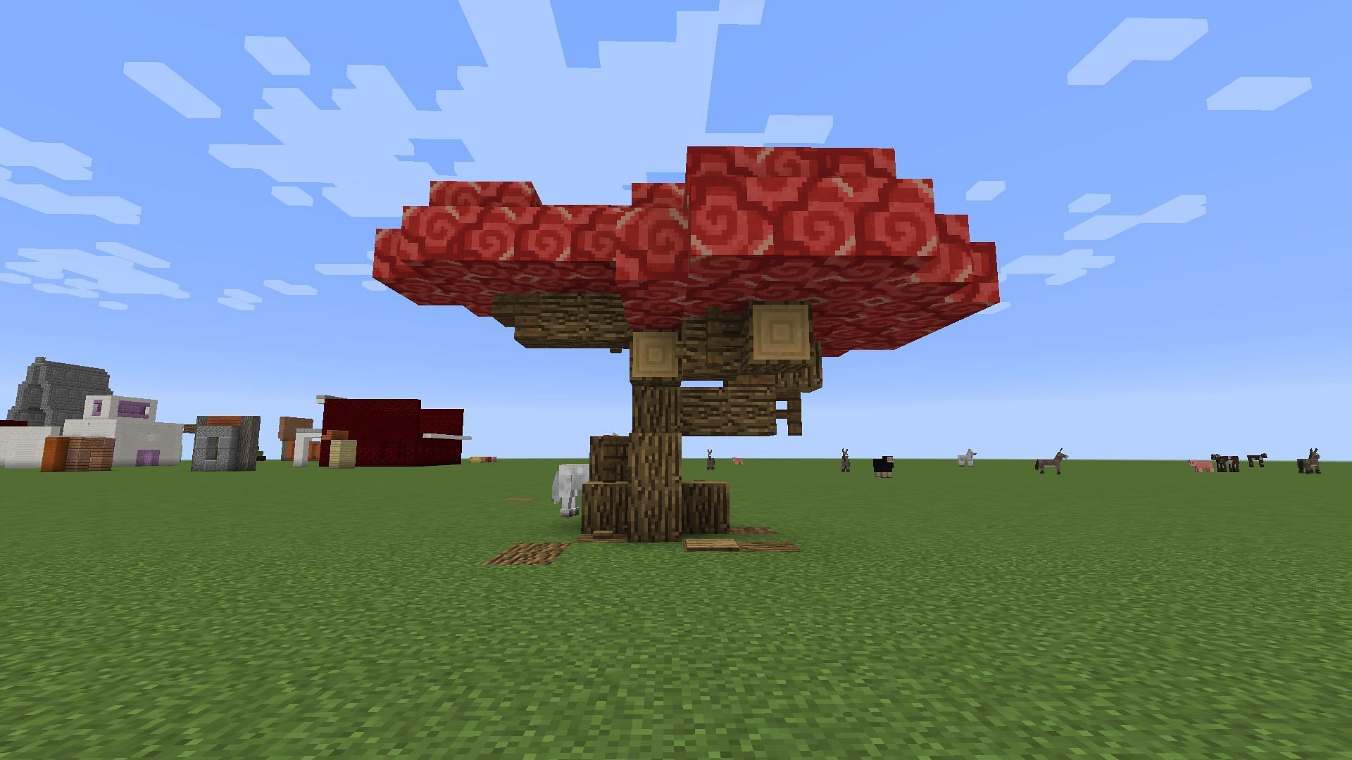 Red glazed terracotta blocks make for an excellent maple tree leaf design (Image via u/Fortanono/Reddit)