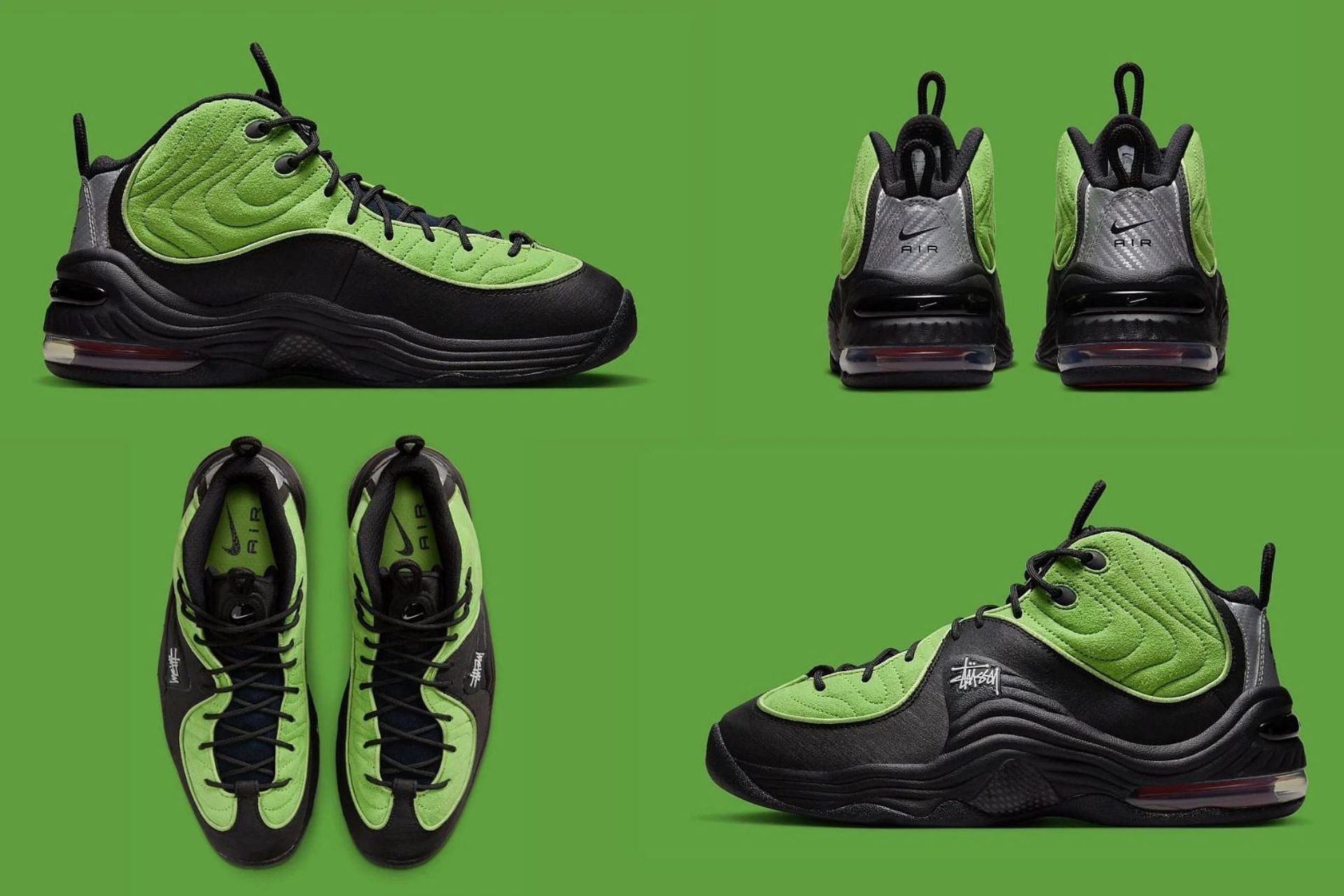 Here&#039;s a detailed look at the Nike Air Max Penny 2 green colorway (Image via Sportskeeda)