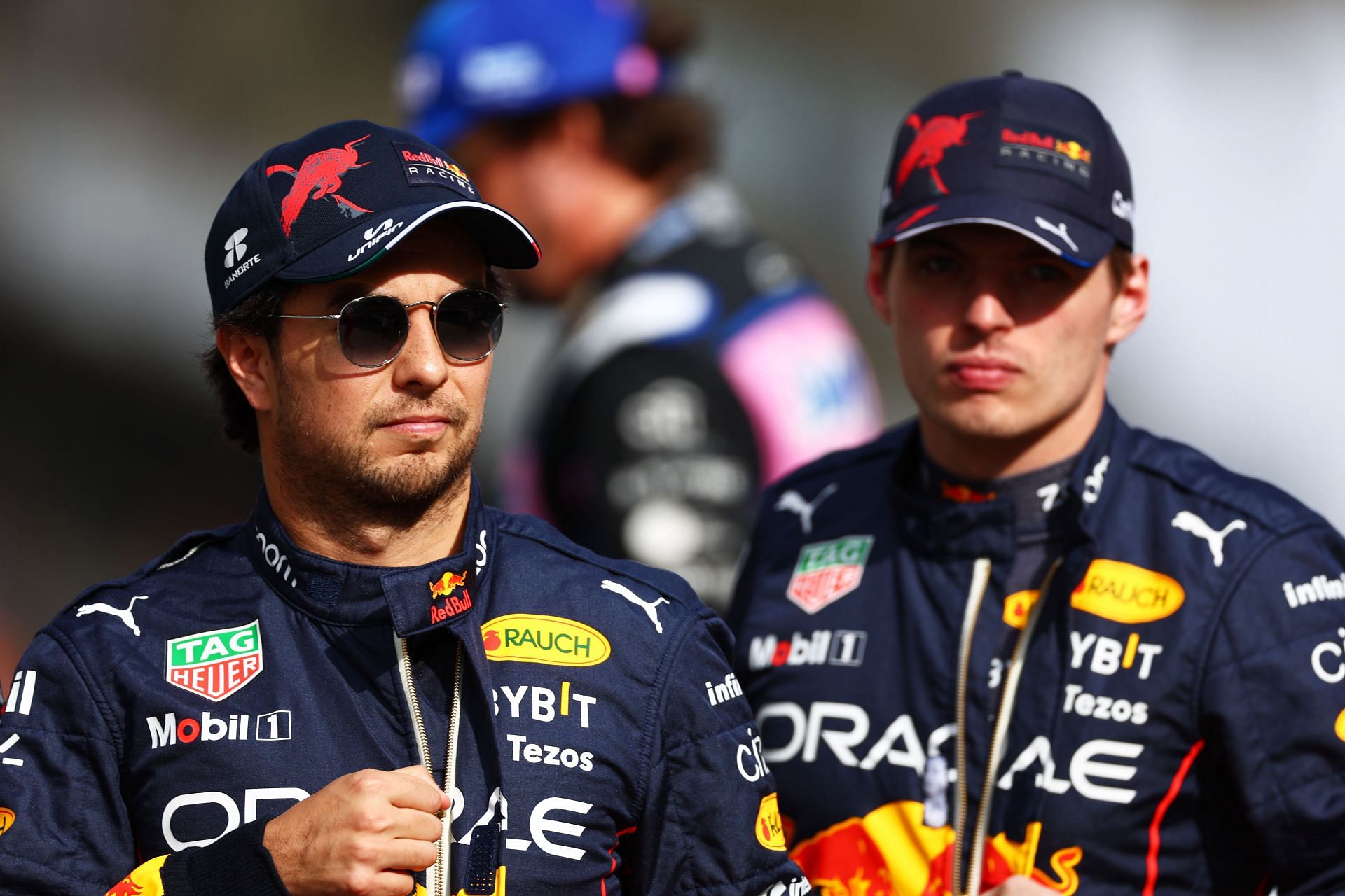 Sergio Perez and Max Verstappen ahead of the 2022 Abu Dhabi Grand Prix.