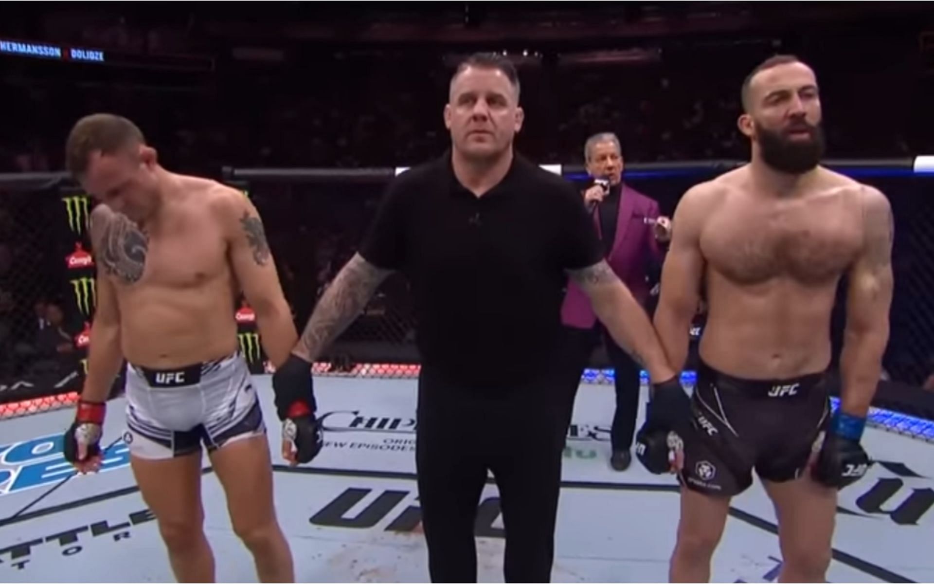 Jack Hermansson (left), Roman Dolidze (right) [Images courtesy of UFC on YouTube]