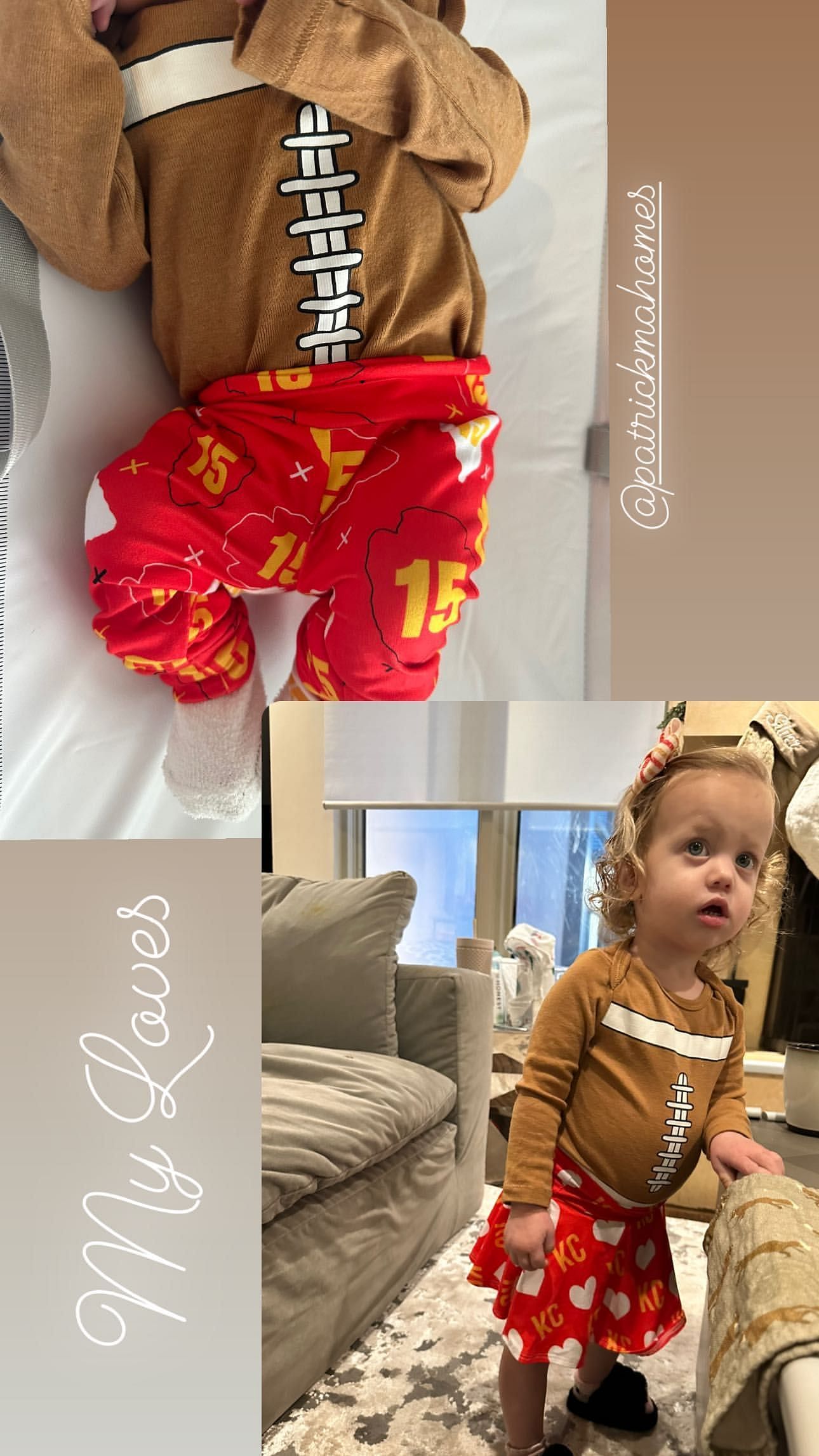 Patrick Mahomes' Son Bronze and Daughter Sterling Cheer Him on at Home