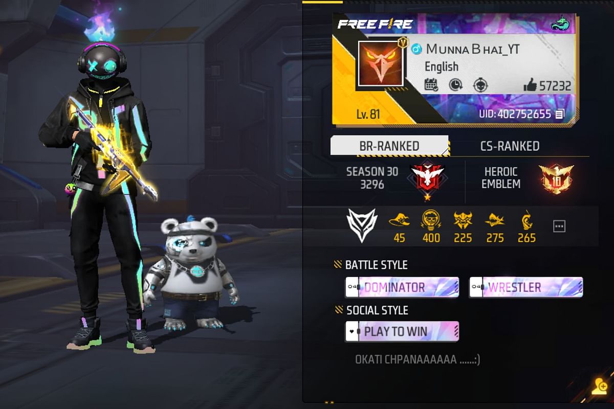 What is Munna Bhai Gaming #39 s Free Fire ID? Stats guild rank YouTube earnings and more