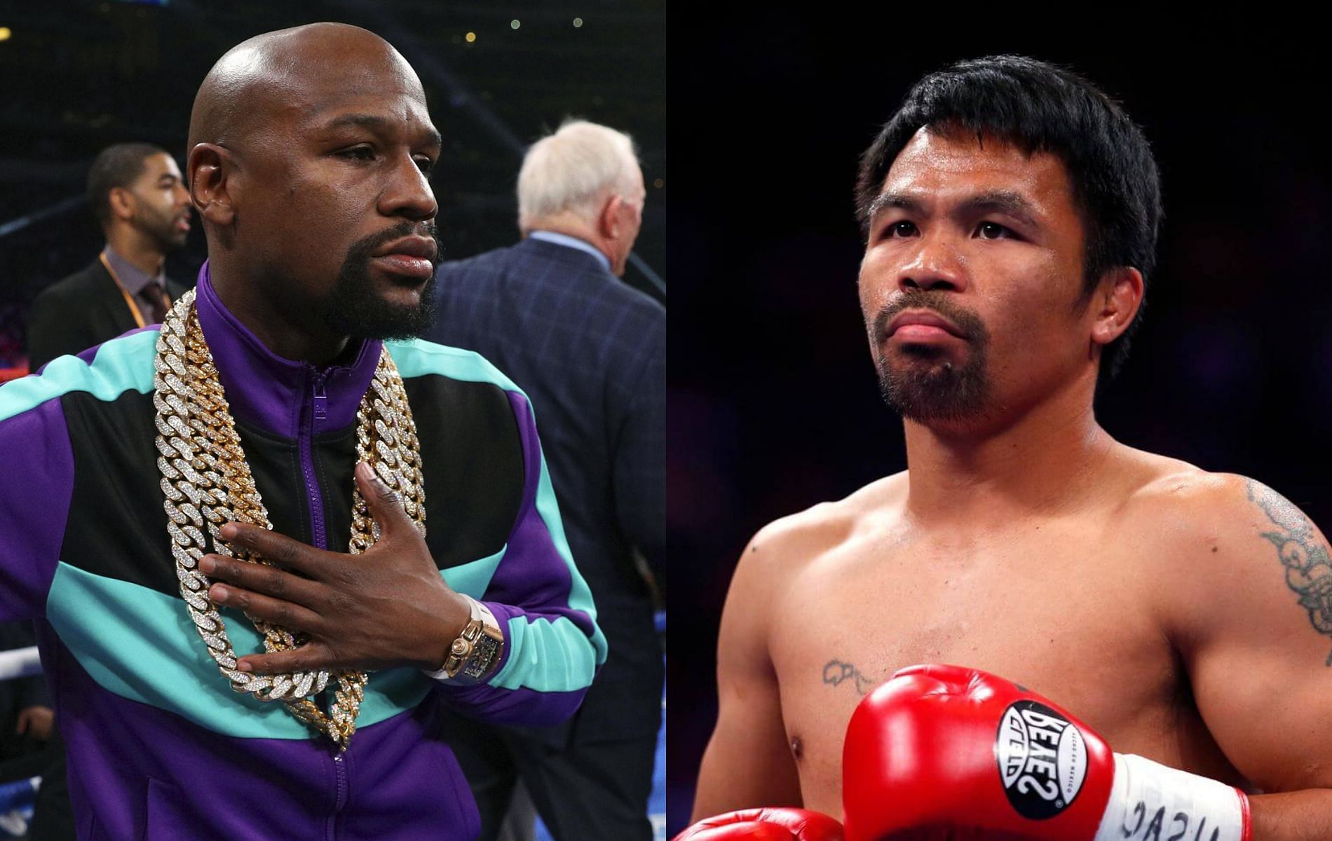 Floyd Mayweather (left) and Manny Pacquiao (right)