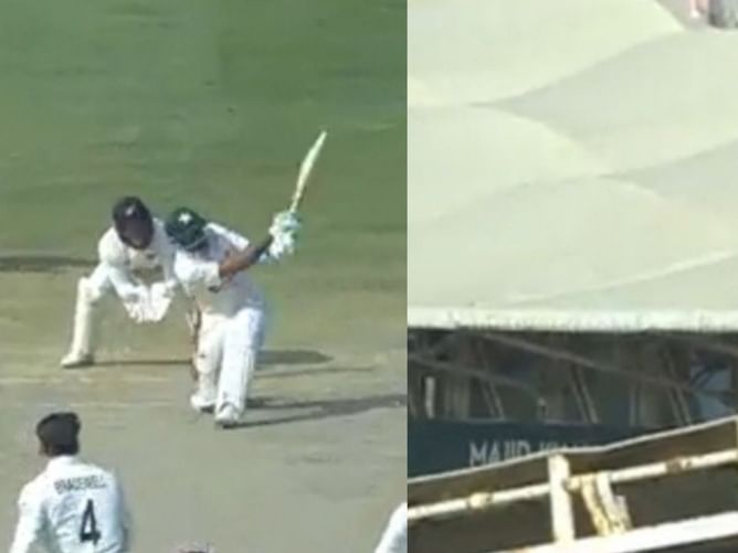 [WATCH] - Babar gets to his hundred vs NZ in 1st Test with a big six