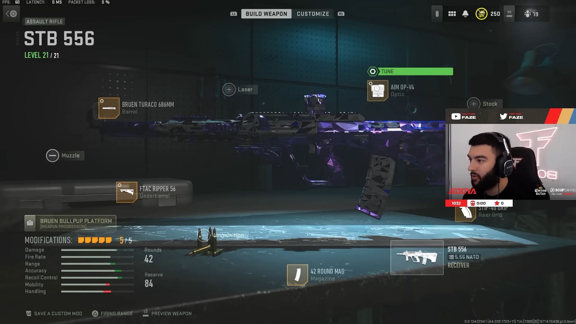 STB 556 loadout for Warzone 2 Season 1 Reloaded (Image via Activision and YouTube/Faze Booya)