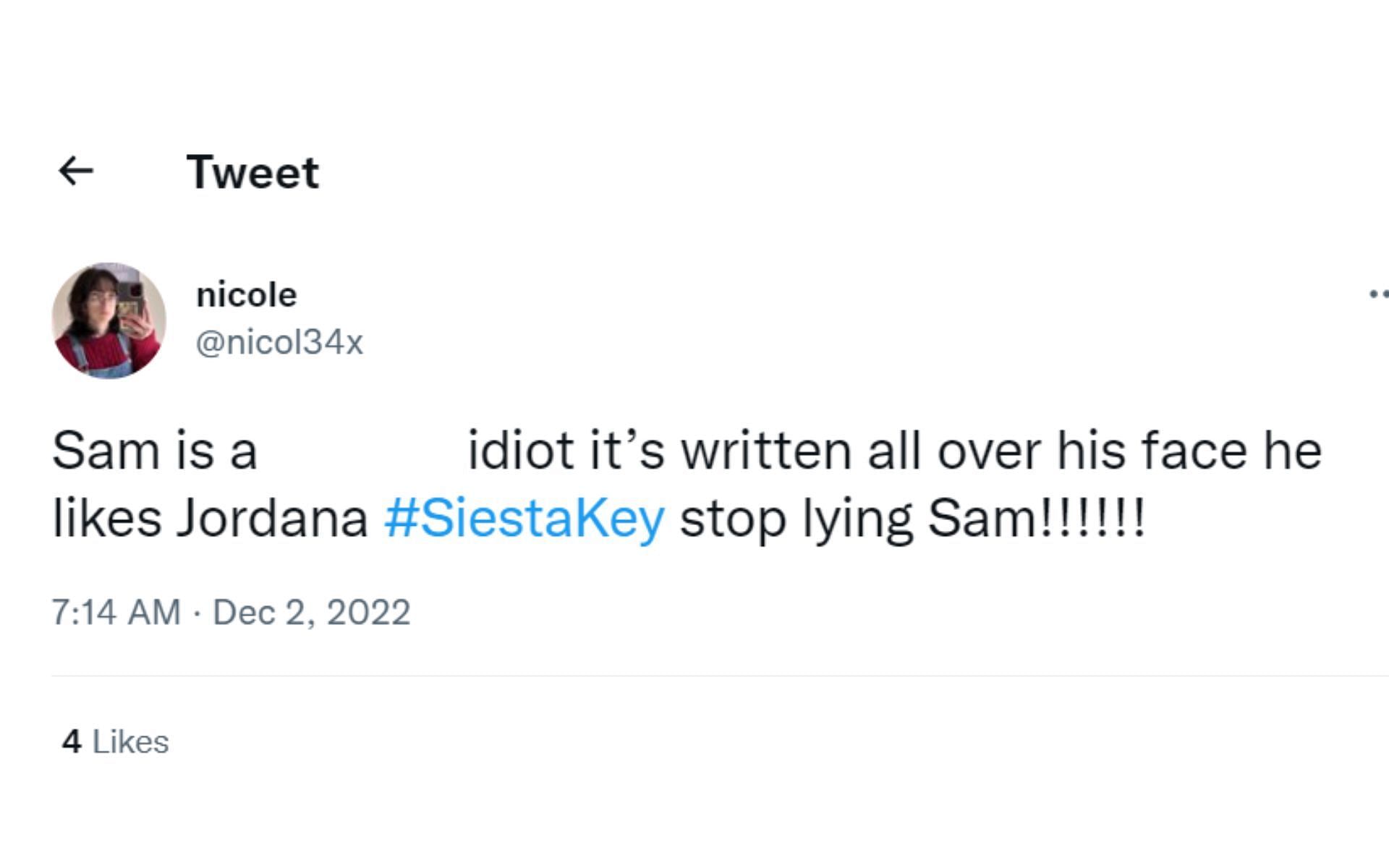 Fans think Sam has feelings for Jordana (Image via nicol34x/ Twitter)