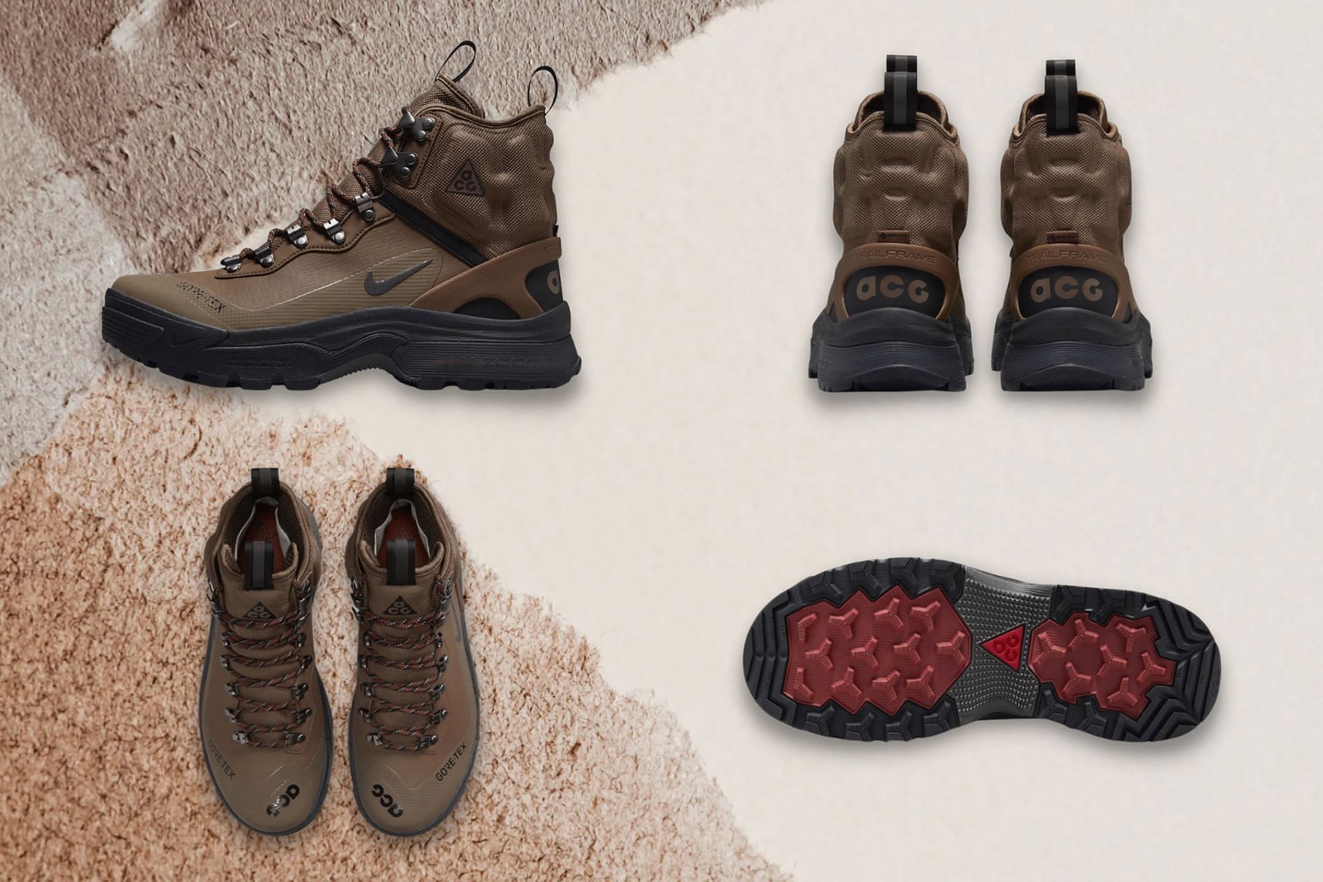 The newly released Nike ACG Air Zoom Gaiadome Gore-Tex &quot;Trails End Brown&quot; boots (Image via Sportskeeda)