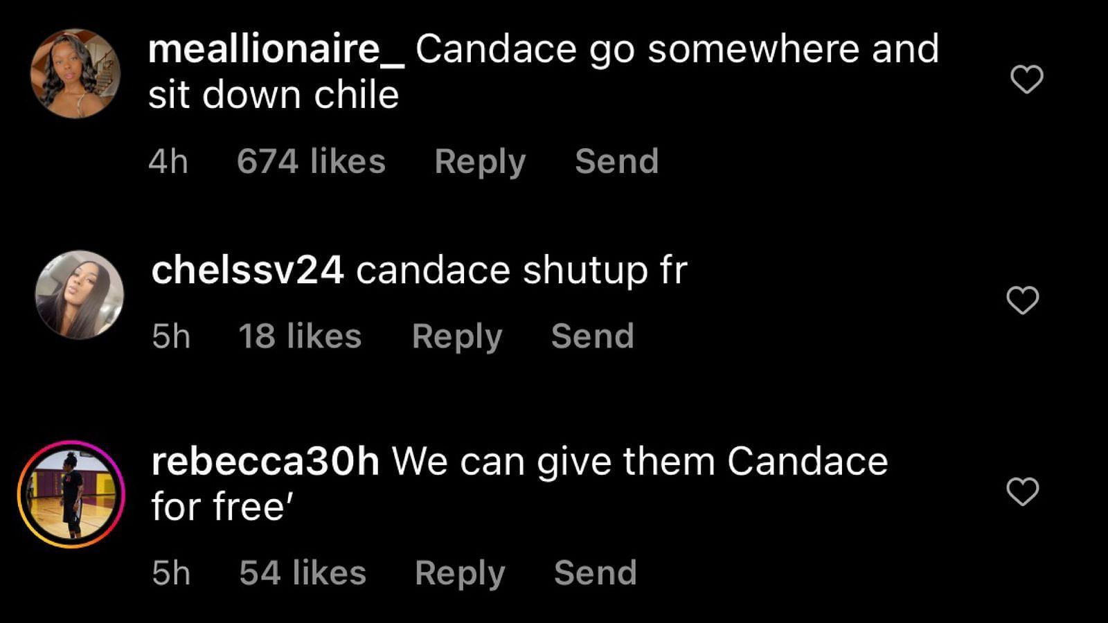 Instagram user criticizing Candace Owens.
