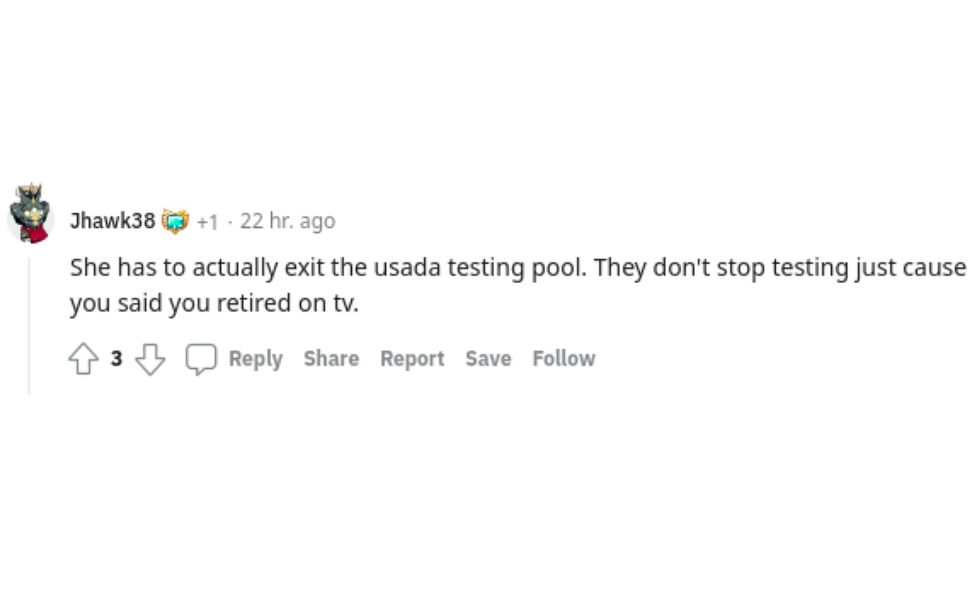 One user suggesting that &#039;JJ&#039; hasn&#039;t left the USADA testing pool
