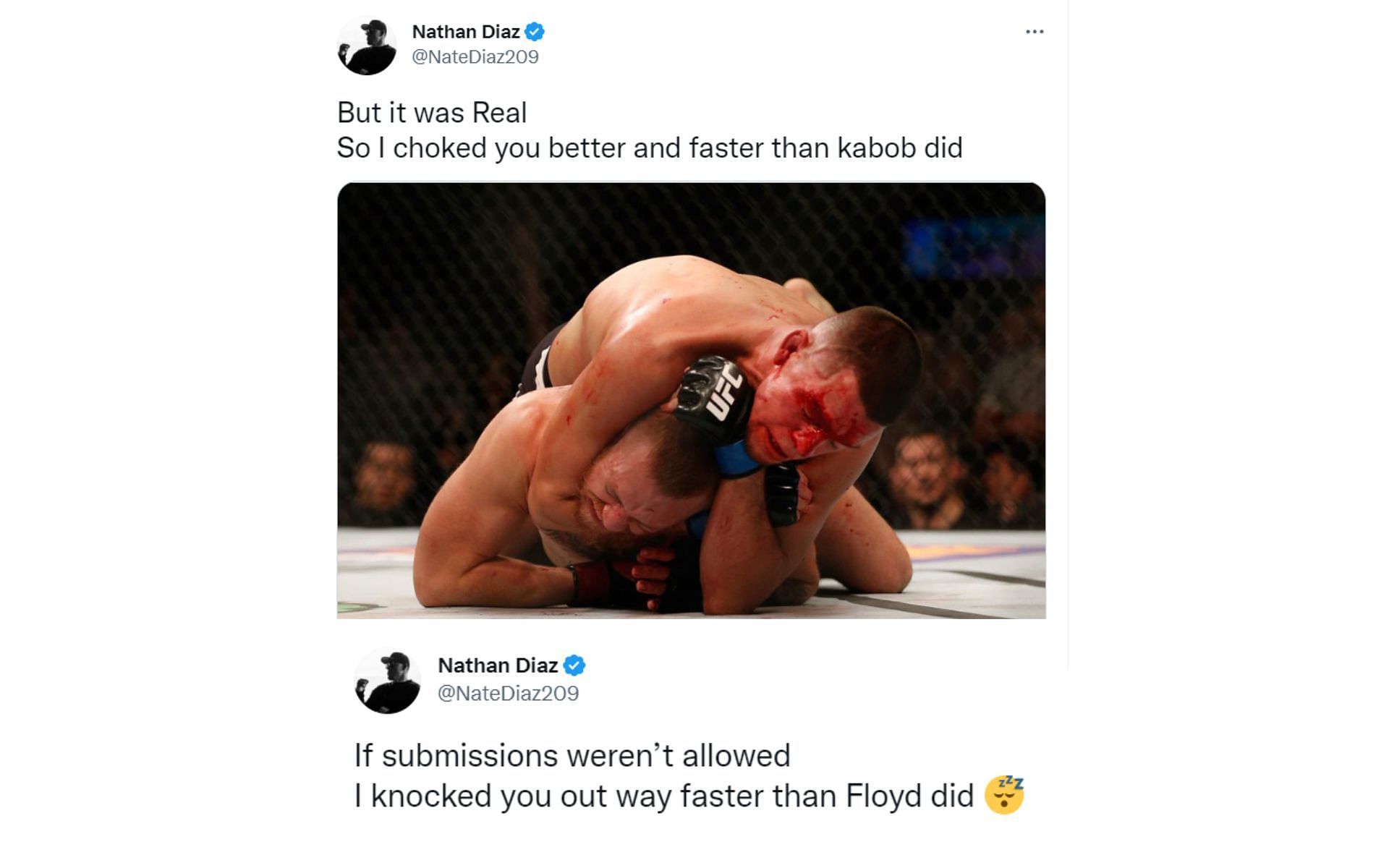 Nate Diaz responds to Conor McGregor [Credits: @NateDiaz209 on Twitter]