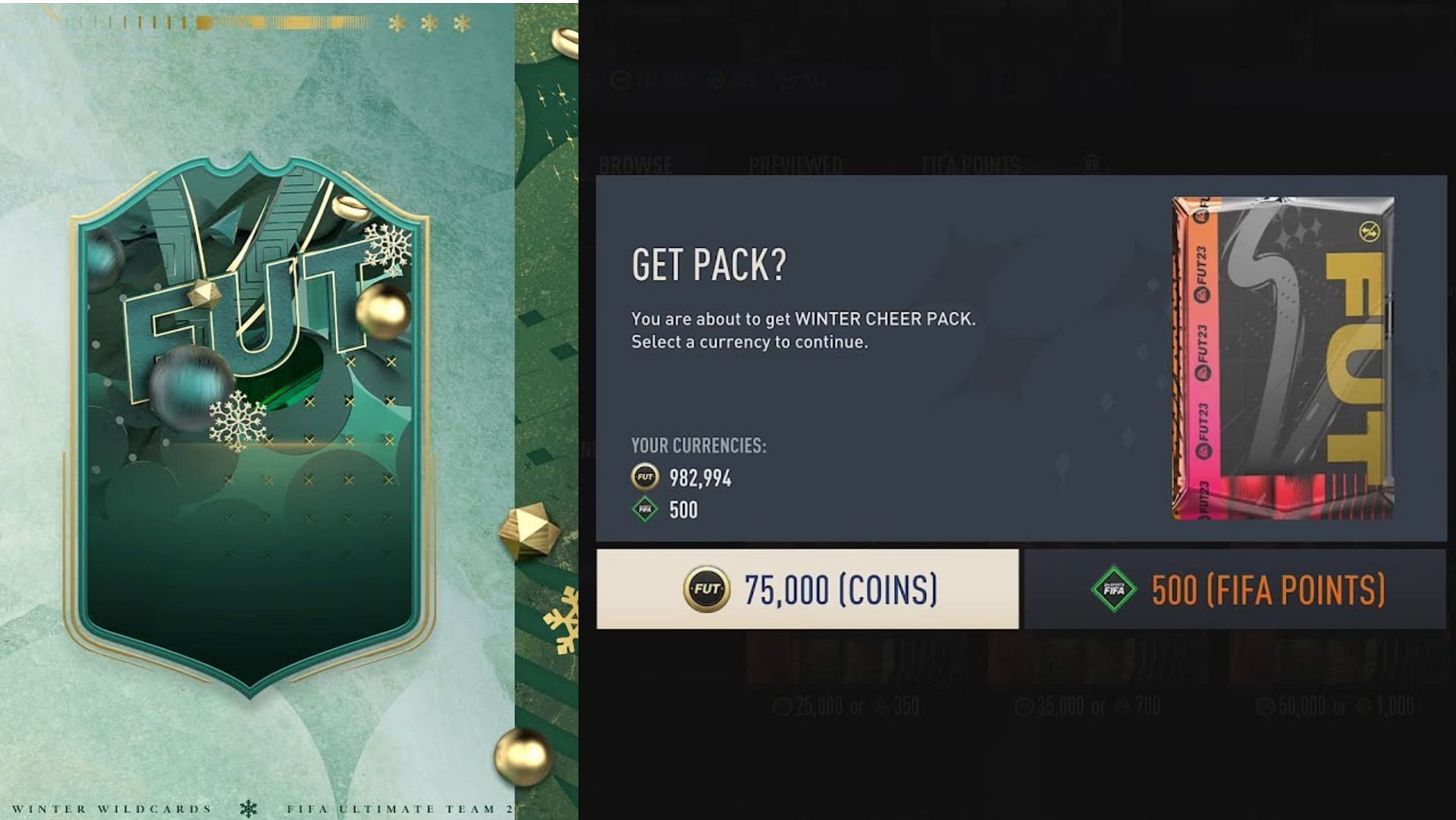 The Winer Cheer Pack comes with the possibility for a Winter Wildcards item (Images via EA Sports)