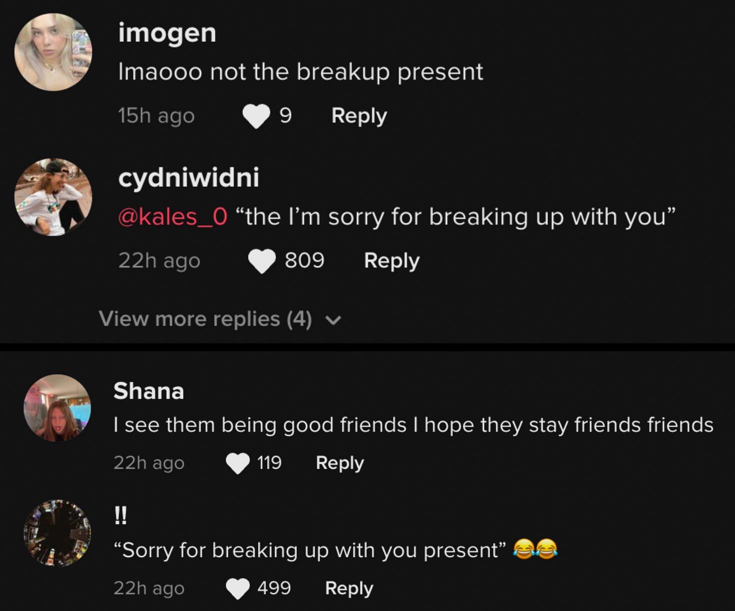 Netizens share hilarious reactions after Avery Cyrus shared the &quot;breakup present&quot; clip on TikTok. (Image via Tiktok)