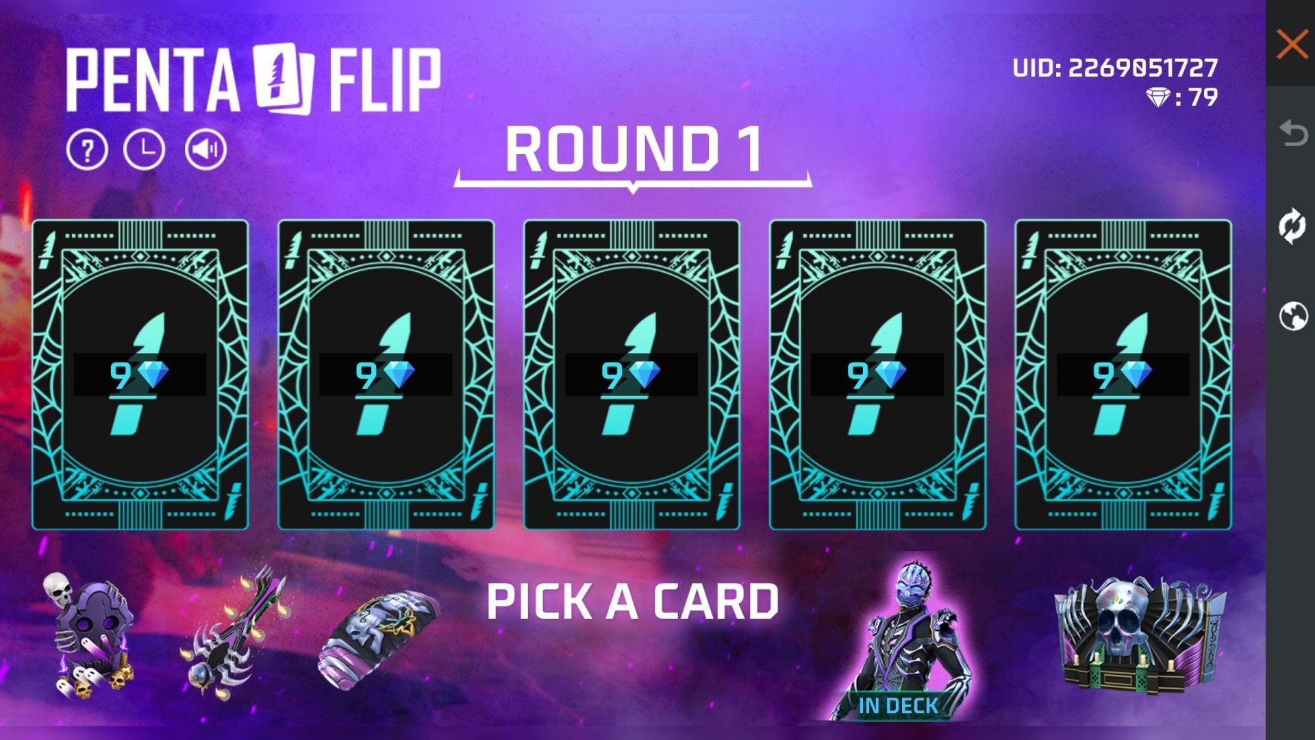 Pick a card to receive a reward at random (Image via Garena)