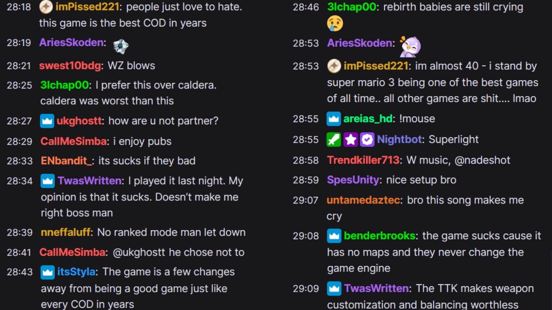 Chat reactions (Image via Nadesho/Twitch)