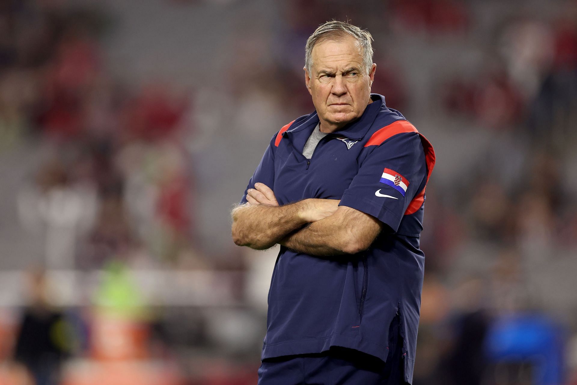 Bill Belchick pictured during the game between the New England Patriots and Arizona Cardinals