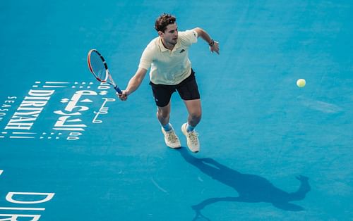 Dominic Thiem in action at the Diriyah Tennis Cup Riyadh 2022