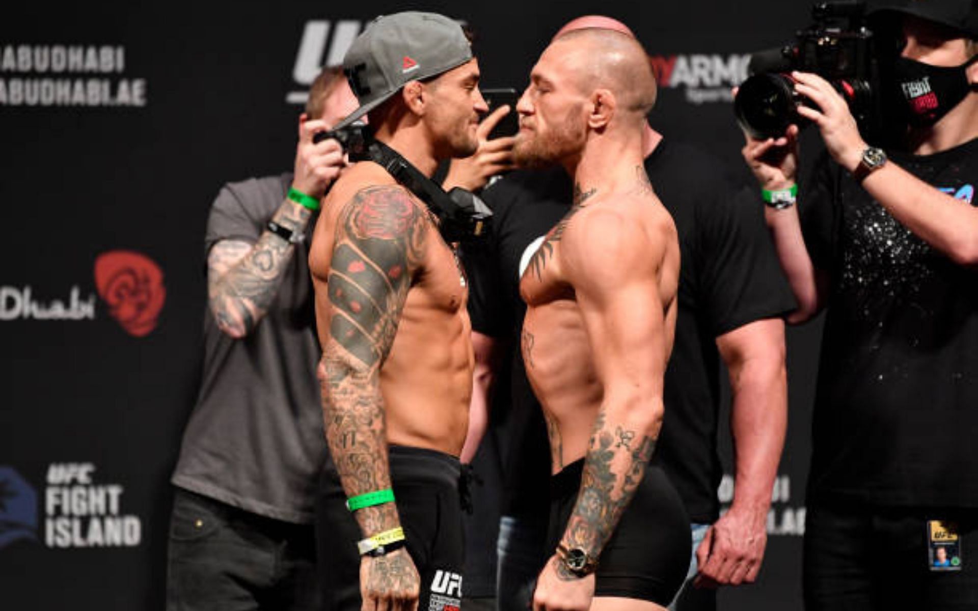 Dustin Poirier (left); Conor McGregor (right)