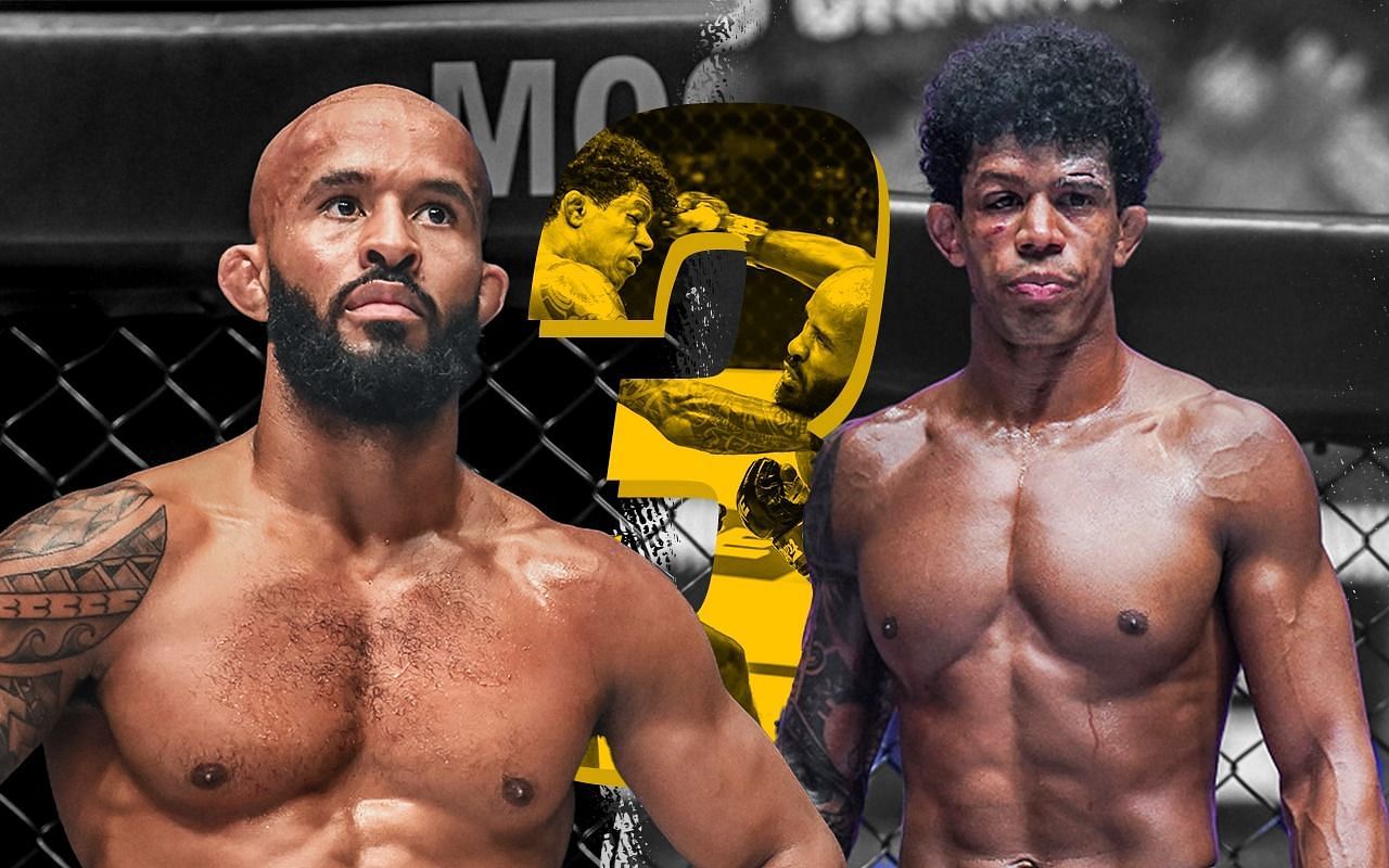 Demetrious Johnson (left) and Adriano Moraes (right).