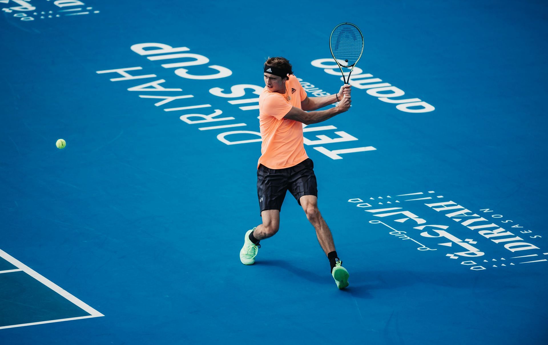 Alexander Zverev in action at the Diriyah Tennis Cup