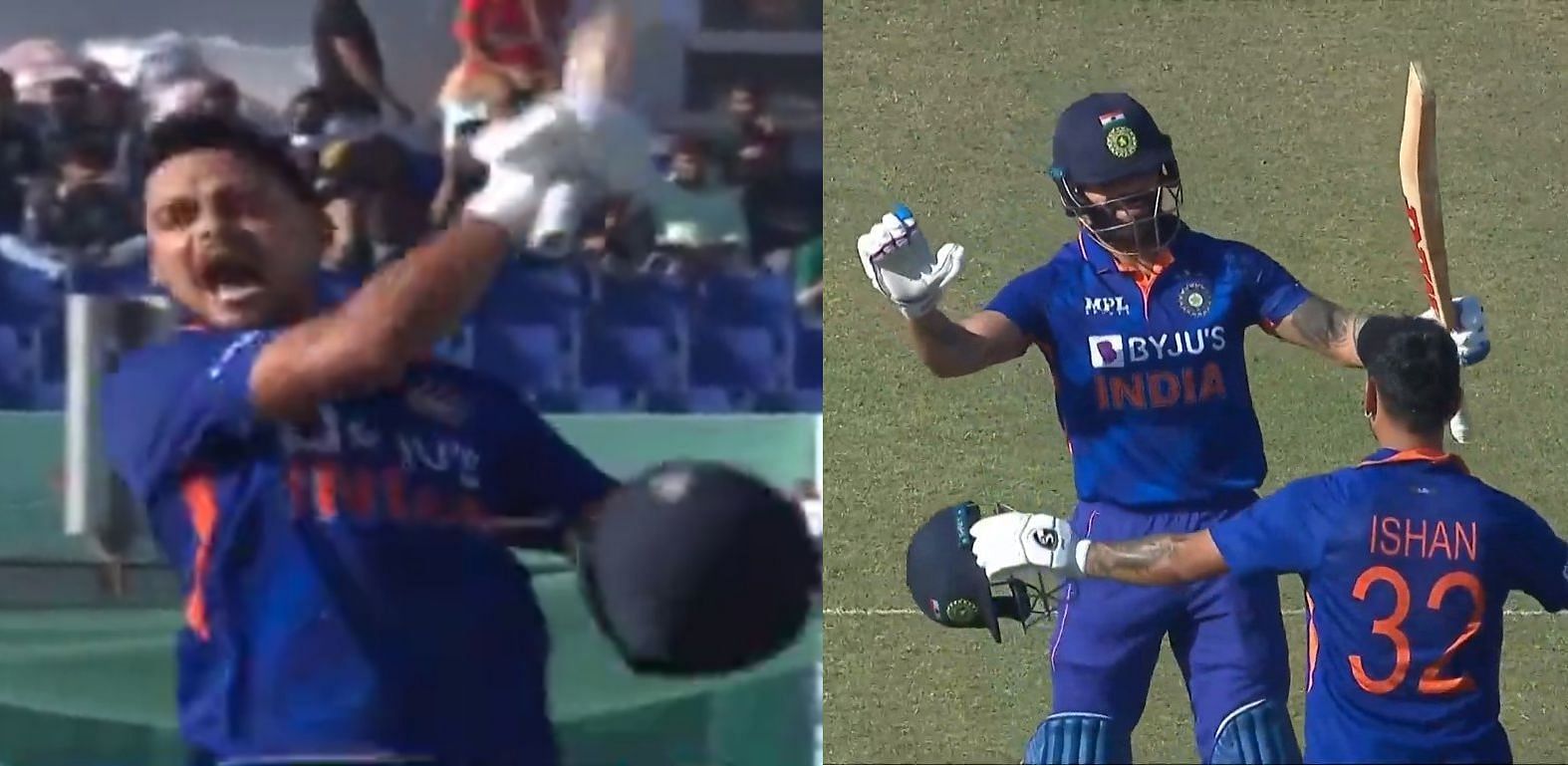 WATCH] Ishan Kishan celebrates after smashing the fastest ODI double hundred  against Bangladesh in Chattogram; does a jig with Virat Kohli