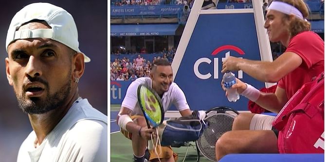 "How it started" - Nick Kyrgios shares photo with a young Stefanos Tsitsipas following their doubles match at Diriyah Tennis Cup