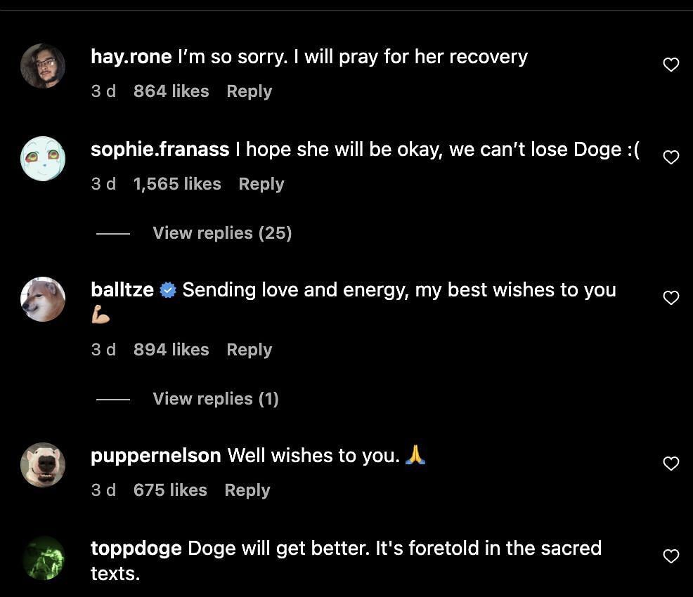 Social media pray for a smooth recovery by posting &quot;get well soon&quot; comments on the owner&#039;s post on Instagram. (Image via Instagram)