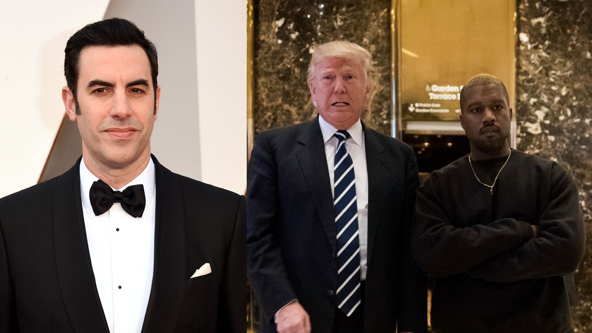 Sacha Baron Cohen donned his character from Borat to entertain people at the Kennedy Center Honors. (Image via Jason Merritt/Getty, Drew Angerer/Getty)