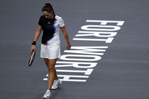 Daria Kasatkina reacts during her 2022 WTA Finals campaign.