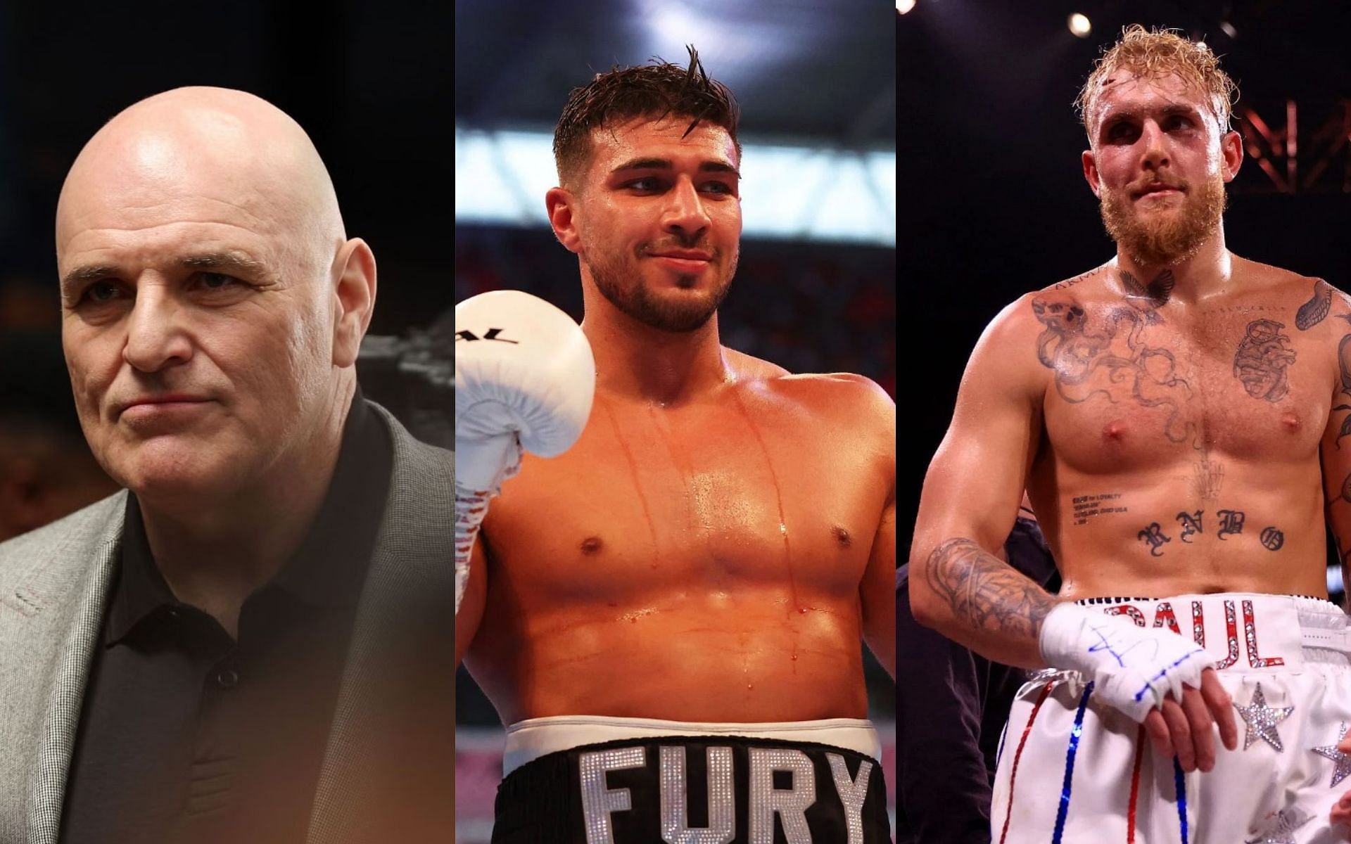 (Left) John Fury,  (Centre) Tommy Fury, Jake Paul (Right) (Image credits: Getty Images)