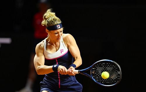 Laura Siegemund at the 2022 Porsche Tennis Grand Prix.