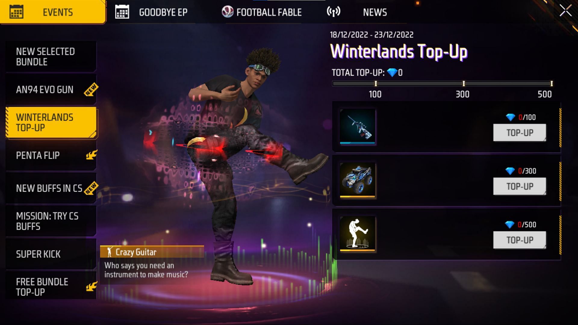 Winterlands Top-Up has commenced within the game (Image via Garena)
