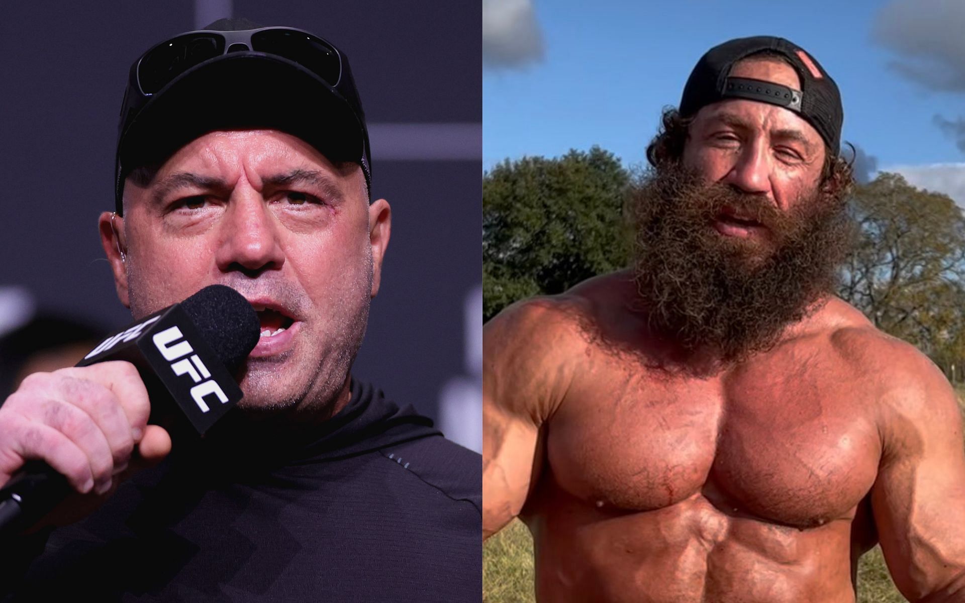 Joe Rogan (left) and Liver King (right) (Image credits Getty Images and @liverking on Instagram)