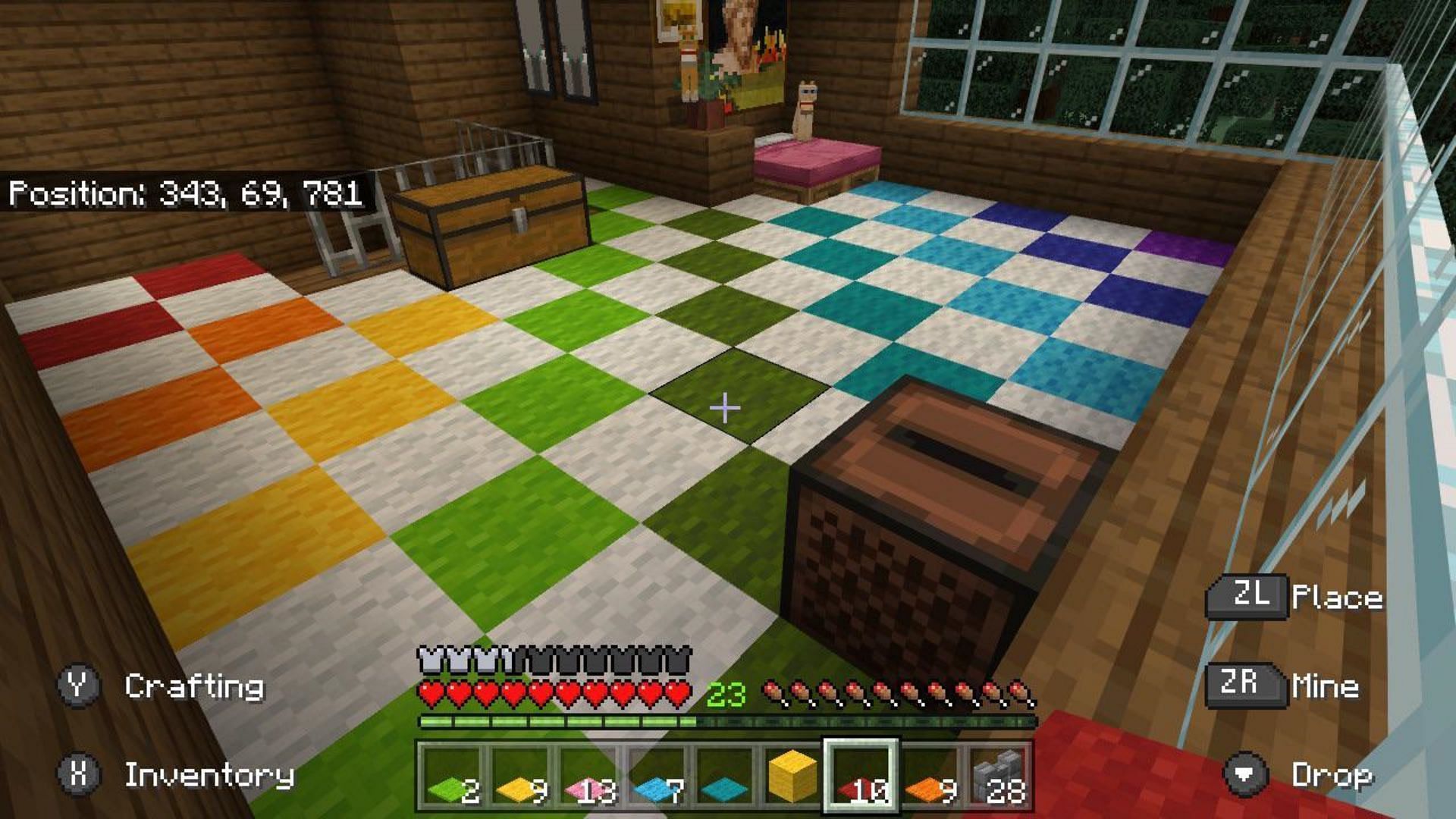Carpets can be placed in large indoor areas to decorate floors in Minecraft 1.19 (Image via Reddit/u/ckb999)