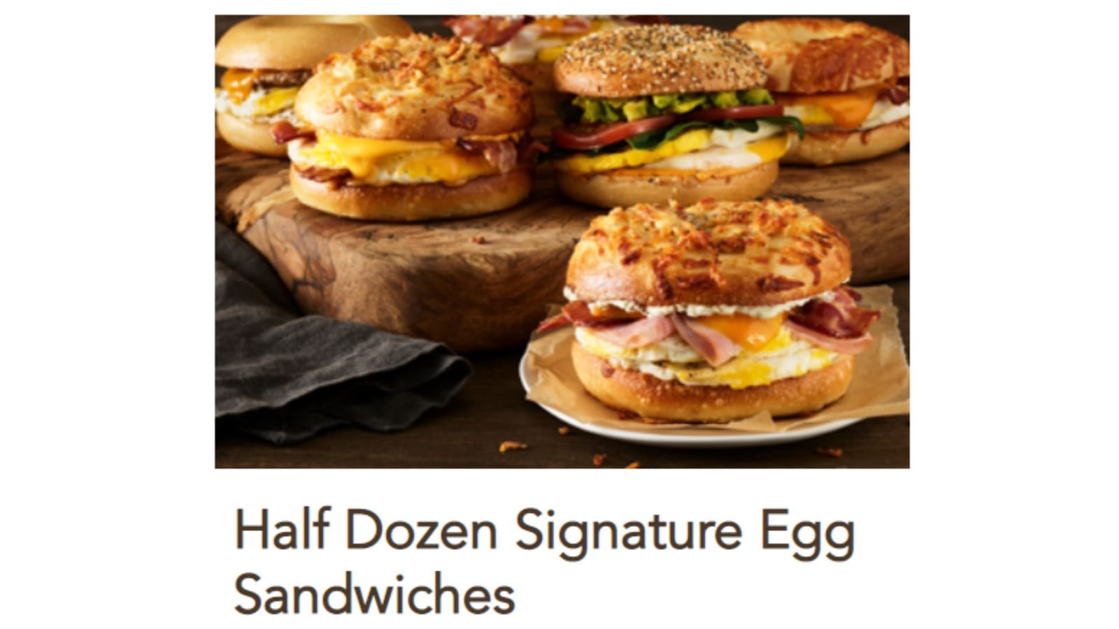 Einstein Bros "Good for Groups" breakfast boxes Selections, items, and