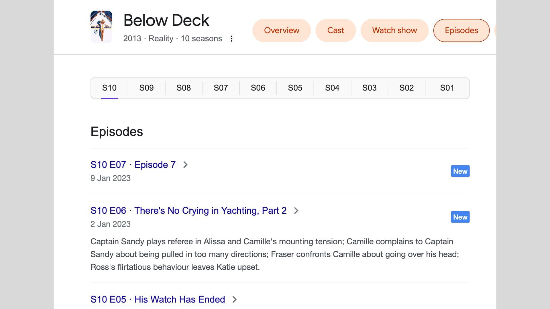 Below Deck season 10 episodes&#039; official synopsis (Image via screenshot/Google)