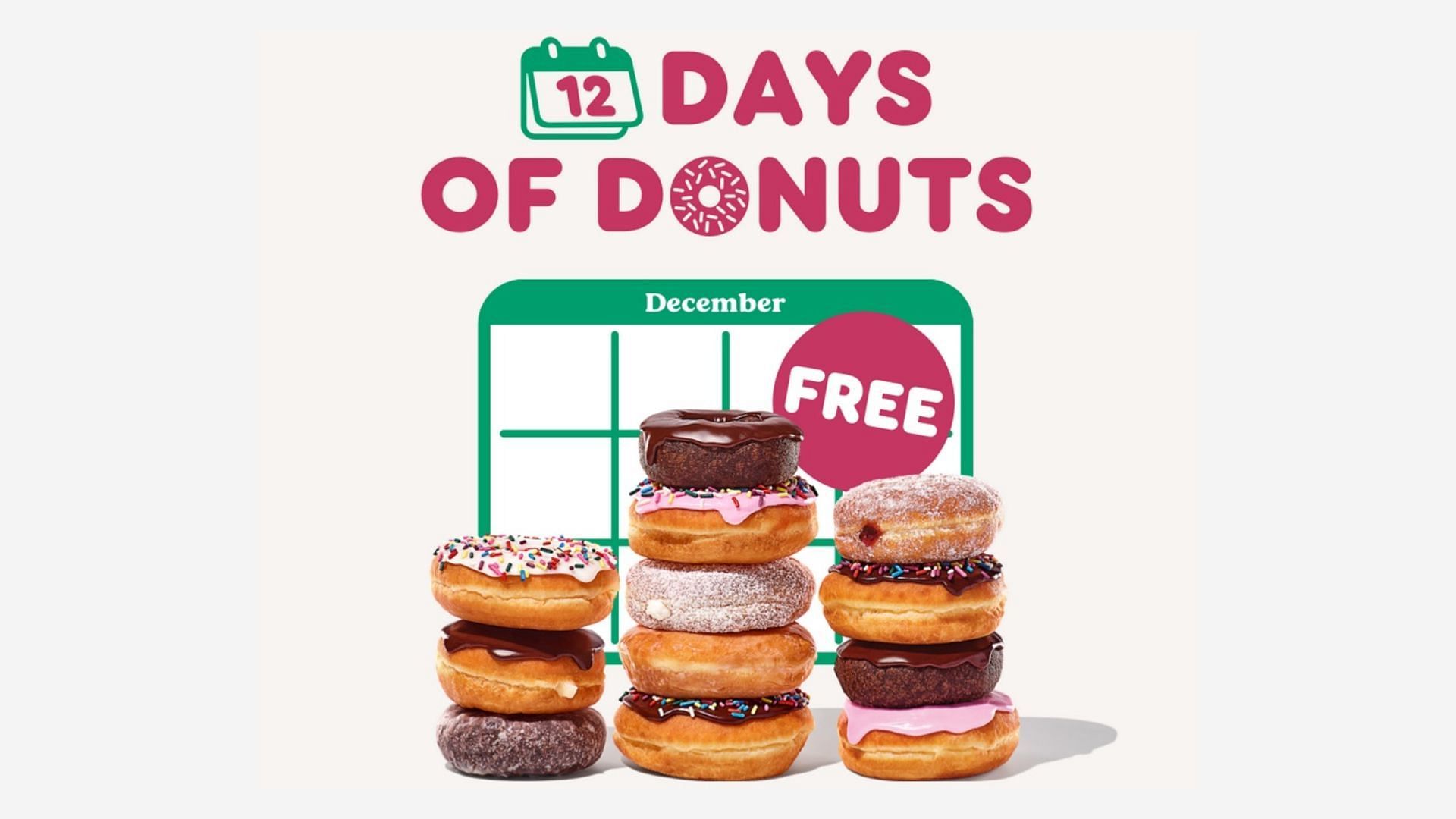 Promotional image for the 12 Days of Donuts offer (Image via Dunkin&rsquo;Donuts)
