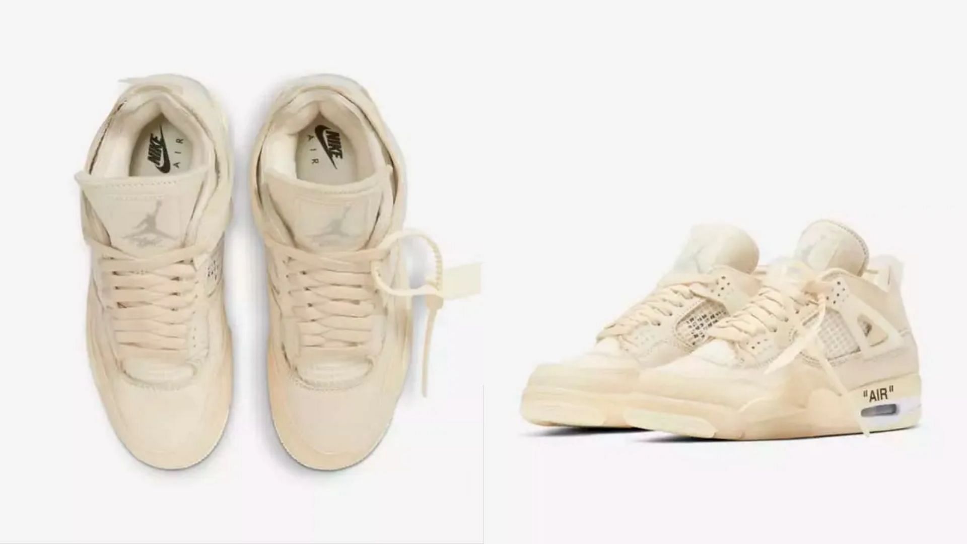 Off-White x Air Jordan 4 &quot;Sail&quot; (Image via Nike)