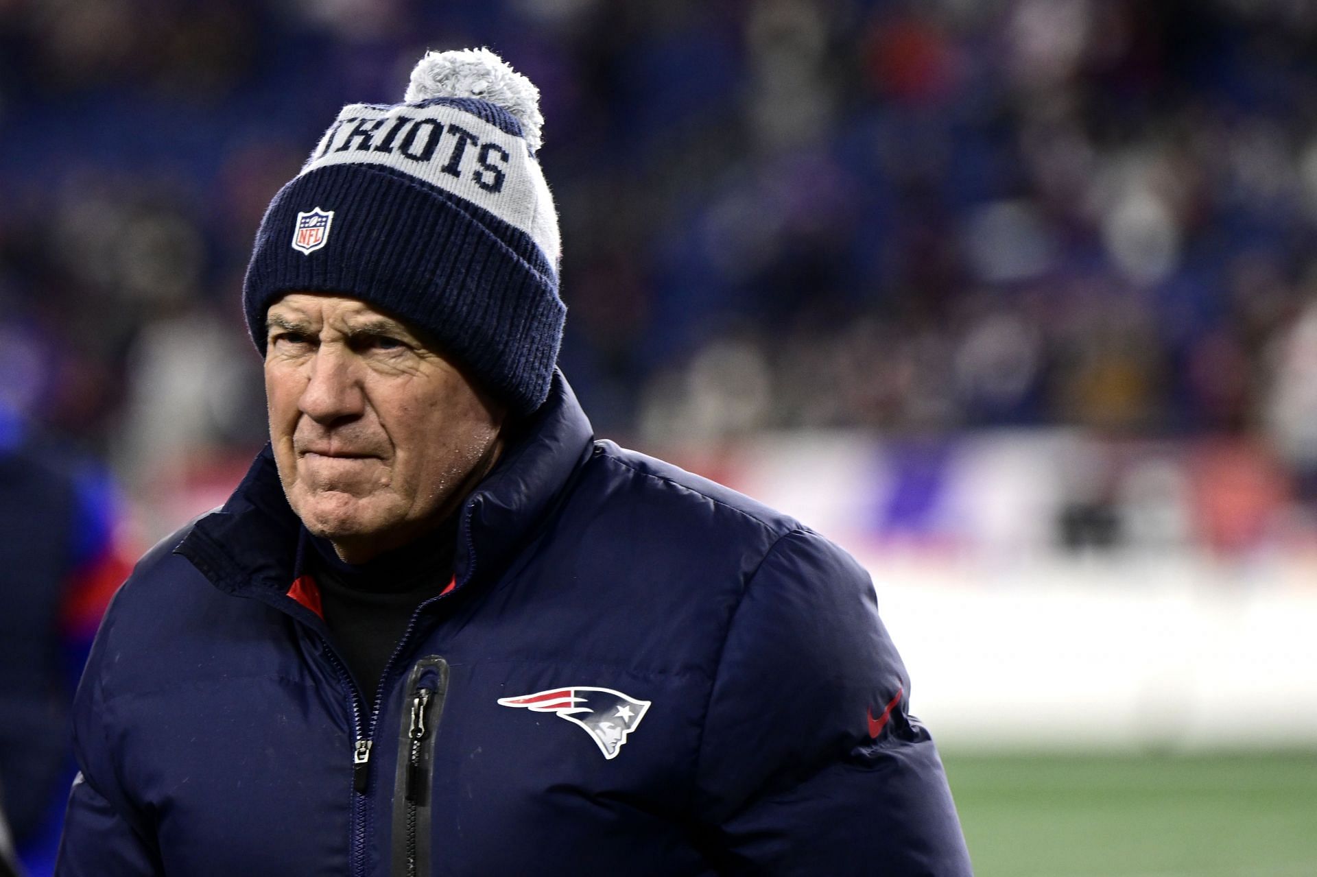 Bill Belichick at the Buffalo Bills v New England Patriots game