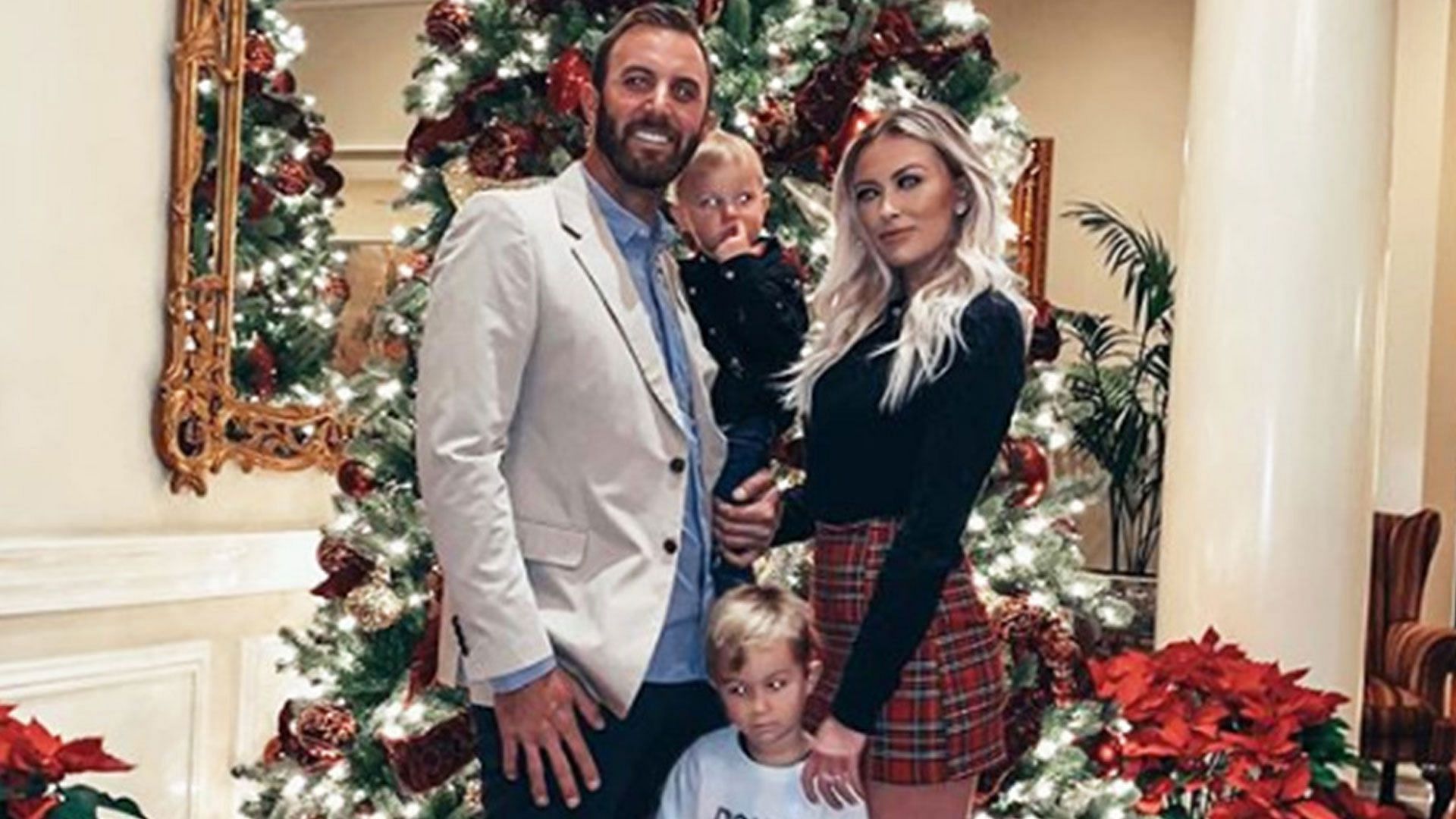 Dustin Johnson with wife Paulina and children Tatum and River (Image via The US Sun)