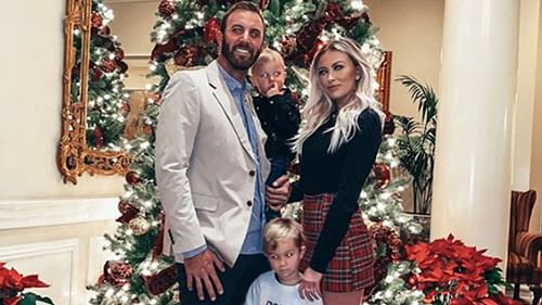 Dustin Johnson with wife Paulina and children Tatum and River (Image via The US Sun)