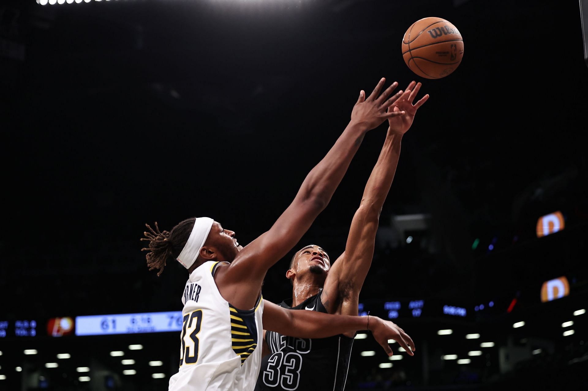 Myles Turner blocks a shot