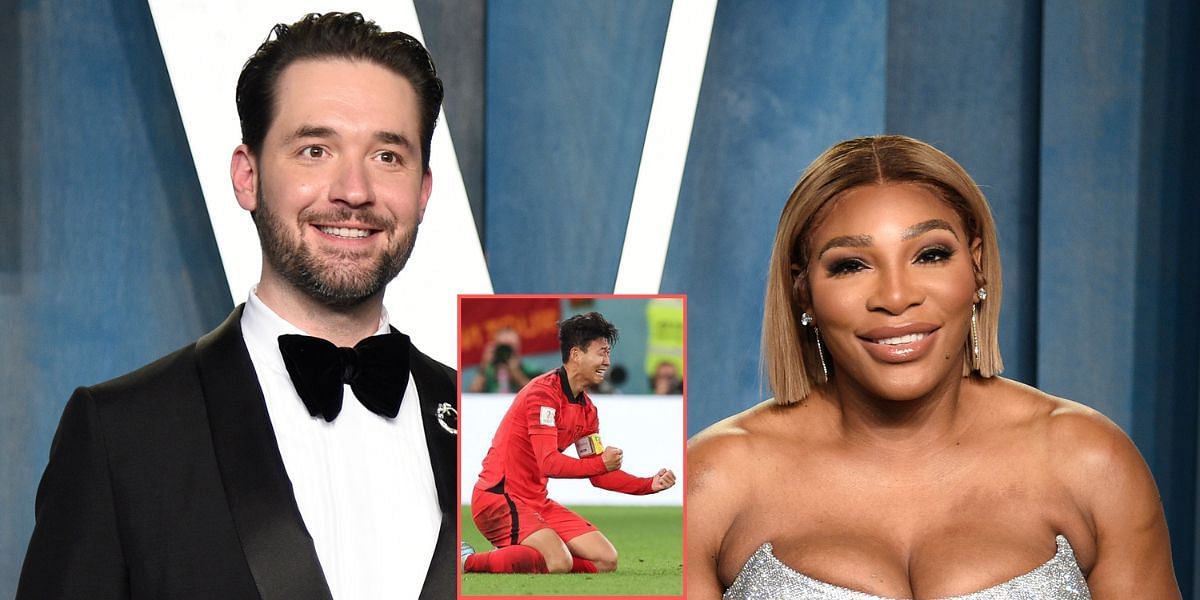 Serena Williams and husband Alexis Ohanian; Heung-min Son (inset)