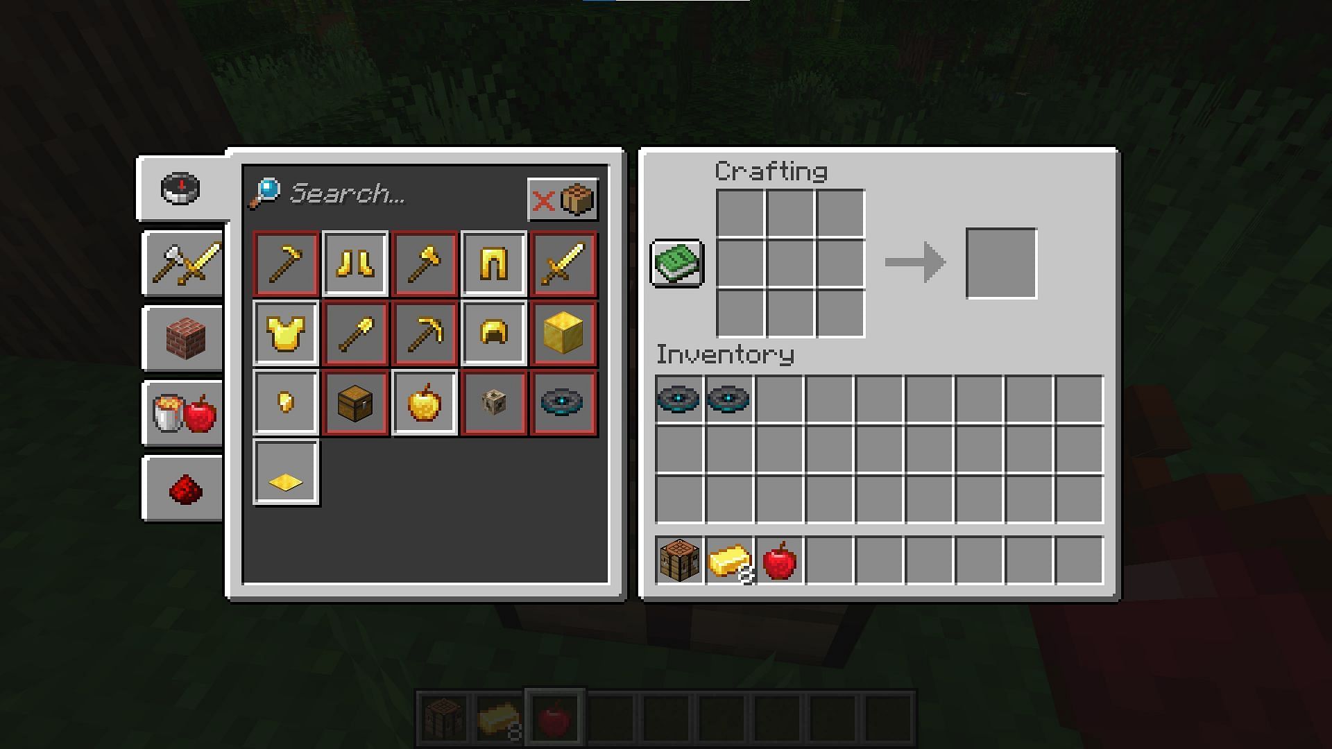 You must place the 8x Gold Ingots and Apple (Image via Mojang)