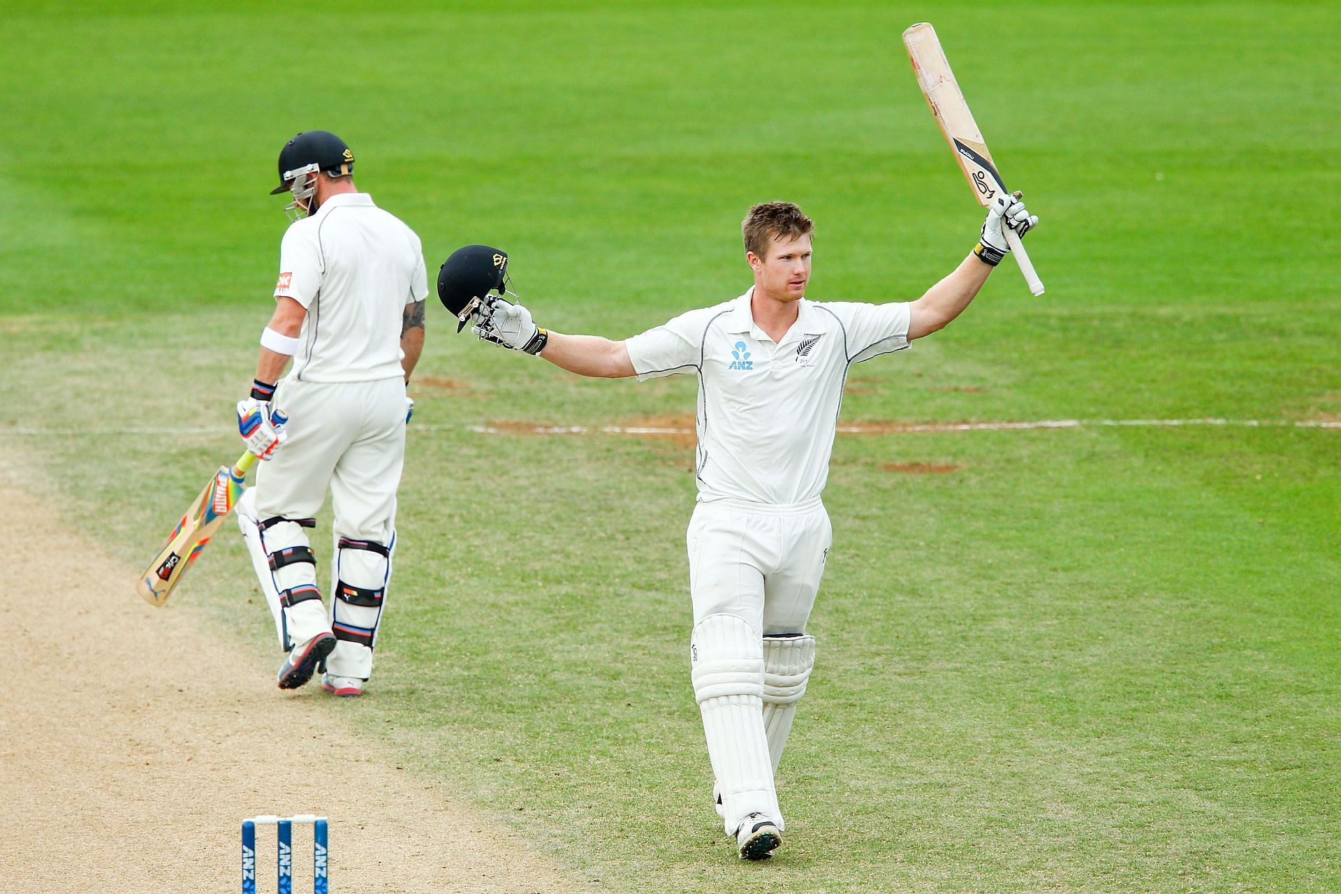 James Neesham celebrates his Test century on debut. Pic: Getty Images