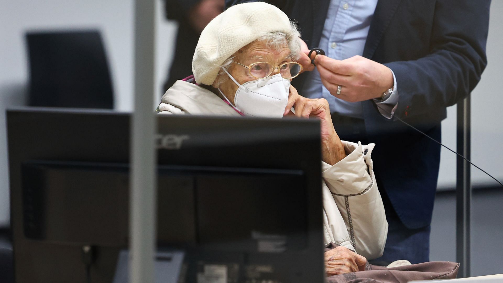 Irmgard Furchner was handed a two-year suspended jail sentence for her involvement in a Nazi concentration camp over a year after the trial started (Image via Twitter @/ajplus)